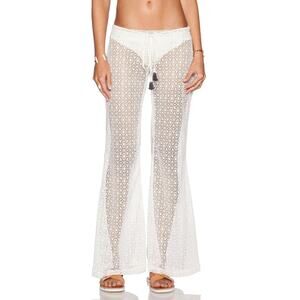 BETTINIS Crochet Flare Pants White Bone Swimsuit Suit Beach Cover Up Revolve S